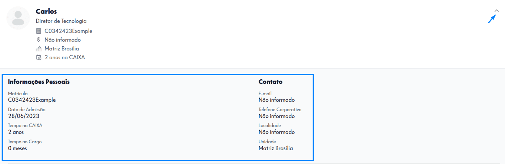 Informações detalhadas ao expandir o card