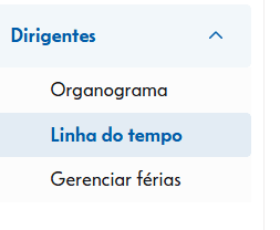 Menu do perfil Gestor de RH